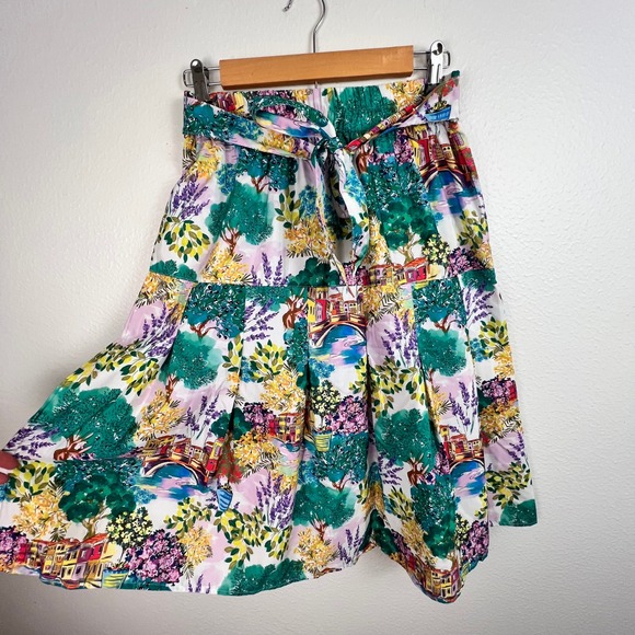 Deja Bleu Artsy Novelty Print Midi Skirt XS Art to Wear City Chic Colorful - Picture 3 of 10